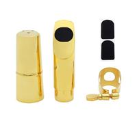 Kit d'embouchures de saxophone alto professionnel - Lot de 8 pièces en métal pour saxophones B | Design durable pour débutants avec un ton riche (bouche dorée 6)