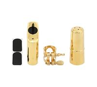 Kit d'embout de saxophone en métal pour saxophone alto, accessoires de saxophone professionnels avec 2 coussinets et capuchon, embout doré pour un son mélodieux et une performance (N°7)