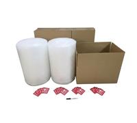 Kit Déménagement T2 Complet - 20 Cartons 54L (Renforcés 4mm) + 2 Rouleau Bulle 50cm x 20m + Feutre + 20 Étiquettes Fragile - Pack Tout-en-Un Appartement & Duo