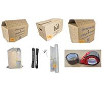 Kit Déménagement T3, 40 Cartons, Papier Bulle, 2 Marqueurs, Sac Fourre-tout, pour Logement 3 Pièces