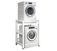Kit d'empilage réglable pour lave-linge et sèche-linge - Capacité de 400 kg - Hauteur réglable - Étagère de rangement pour lave-linge - Gain de place - Pour machines à chargement frontal