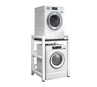 Kit d'empilage réglable pour machine à laver et sèche-linge à chargement frontal, gain de place, capacité de 400 kg, support portable pour un rangement efficace et un accès facile.