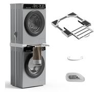 Kit d'empilage universel pour lave-linge/sèche-linge 73,7 cm/71,1 cm/68,6 cm/66 cm/63,5 cm/61 cm, empilable avec égouttoir extractible, petite solution d'empilage pour économiser de l'espace avec