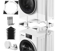 Kit d'empilage universel pour machine à laver et sèche-linge, avec corde à cliquet, accessoire de machine à laver pour sèche-linge, taille réglable 45-68 cm (Blanc ultra-mince)
