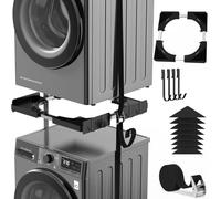 Kit d'empilage universel pour machine à laver et sèche-linge, avec corde à cliquet, accessoire de machine à laver pour sèche-linge, taille réglable 45-68 cm (Noir ultra-mince)