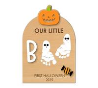 Kit d'Empreinte de Pied pour Bébé - Halloween Pour Empreintes Bébé - Kit Créatif avec Encre pour Ornement Main Cadeau Famille Papa Maman Fête Noël Halloween Chambre