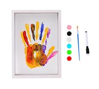 Kit d'empreintes de main à faire soi-même - Cadre souvenir de famille avec 6 couleurs de peinture, 4 feuilles transparentes | Décoration d'intérieur, cadeau de douche, nouveaux parents, activité