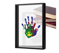 Kit d'empreintes de main familiales - Cadre d'empreintes de main pour - Cadre en bois - Feuilles transparentes - Kit de bricolage coloré sûr pour la maison après l'accouchement