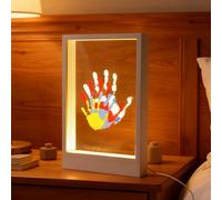 Kit d'empreintes de main LED pour bébé - Contient des couleurs non toxiques - 4 plaques acryliques - Outil de bricolage pour nouvelle mère, nouveaux parents, grands-parents, fête des pères, fête des