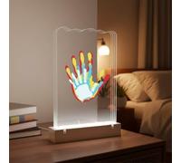 Kit d'empreintes de mains familiales avec veilleuse - Cadre d'empreinte de pied de bébé pour souvenir de nouveau-né - 4 feuilles transparentes - Peintures sûres pour décoration d'intérieur - Affichage
