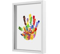 Kit D'empreintes de Mains Familiales, My Family Prints Kit Empreintes avec 4 Plaques en Plexiglas, 6 Couleurs de Peinture Non Toxiques, Cadre Souvenir, Pinceau, Gomme, Kit Empreinte Famille pour DIY
