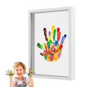 Kit d'empreintes de mains pour famille, cadre en bois avec feuilles transparentes, kit de peinture bricolage sûr, souvenir spécial pour les nouveaux parents après la naissance de l'enfant à Cas