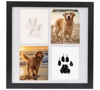Kit d'empreintes de pattes personnalisé pour chiens et chats, kit d'empreintes de pattes d'animaux avec outil de personnalisation, argile douce et tampon encreur, cadre photo en bois pour les amoureux