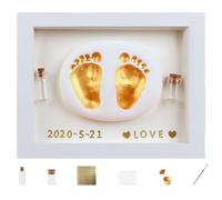 Kit d'empreintes de pieds de bébé, cadre photo en bois pour empreintes de bébé, mains et pieds, bouteille de collection de poils fœtaux, peinture sûre, souvenir de bébé pour la famille, fête prénatale