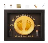 Kit d'empreintes de pieds de bébé - Conservation des souvenirs - Ensemble d'empreintes de main et de pied - Cadre photo en bois - Bouteille de collecte de cheveux fœtal - Souvenir de bébé fait à la