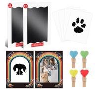 Kit d'empreintes de pieds de bébé, kit d'empreintes de pattes de pont arc-en-ciel, 2 tampons encreurs sans encre extra large avec 2 cadres photo pont arc-en-ciel, 4 clips et 4 cartes d'impression, kit