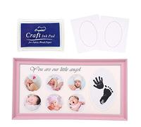 Kit d'Empreintes de Pieds & Mains pour Bébé, Cadre Photo Empreinte Souvenir en Plastique Cadre Image Décoration Chambre Table Bureau Maison avec 6 Photos cadeau de Baptême Nouveau-né Noël Shower