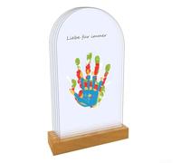 Kit d'empreintes familiales unique conçu pour créer des souvenirs de famille durables, comprend une peinture testée dermatologiquement, des cadres en acrylique et des supports en bois pour afficher