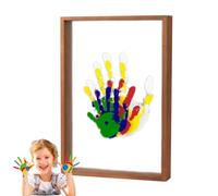 Kit D'empreintes Pour La Famille - Cadre En Bois Avec Feuilles Transparent | Kit De Peinture Sûr Pour Artisanat, Souvenir Spécial Pour Les Nouveaux Parents Après La Naissance De Bébé En Cas