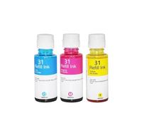 Kit d'encre de colorant de recharge compatible avec 30 31 cartouches d'encre fonctionne avec le réservoir d'encre 315 318 319 415 419 et le réservoir sans fil 450 455 457 imprimantes(CMY-3Colors)