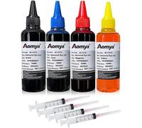 Kit d'encre de Recharge Universel 400 ML pour imprimantes HP Canon Epsn Brother Cartouches d'encre Rechargeables CISS 4 Couleurs avec 4 seringues (BK,C,M,Y)