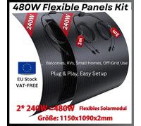 Kit d'énergie solaire 480W | 2 panneaux de 240 W, efficacité de 18 %, installation facile pour les maisons, les camping-cars et les systèmes hors réseau | Panneaux flexibles, haute performance 240W*2