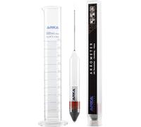 Kit Densimètre Marin - Thermomètre et Éprouvette Borosilicatée | densimètre avec thermomètre, éprouvette en verre borosilicaté 3.3, mesure densité et salinité, aquarium récifal, eau de mer