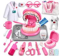 Kit dentiste pour enfants, mallette de docteur avec blouse médicale, sac et accessoires dentiste, jeu de rôle jouet éducatif à partir de 3 ans, anniversaire