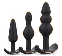 Kit D'Entraînement Anal En Silicone 3 Pièces Avec Base T, Formes Variées Pour Débutants Et Avancés, Port Prolongé Et Massage Prostatique - Jouet Adulte