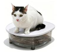 Kit d'entraînement aux Toilettes pour Chat, Kit d'entraînement aux Toilettes Anti-éclaboussures et Anti-odeurs pour Chat, Plastique épais Robuste, Gris