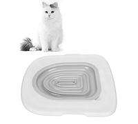 Kit D'entraînement aux Toilettes pour Chat Siège D'entraînement aux Toilettes pour Chats Apprendre au Chat à Utiliser Les Toilettes Entraîneur de(Plateau Blanc, 1 Support Intérieur Gris)