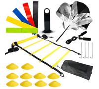 KIT D'ENTRAINEMENT de Football pour Enfants,Parachute de Résistance, Disques de Cônes, échelle d'agilité - 6m