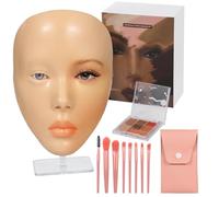 Kit d'entraînement de maquillage avec visage de mannequin en silicone, palette de 7 couleurs, 8 pinceaux, parfait pour les débutants à maîtriser les techniques