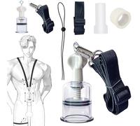 Kit D'Entraînement Pénien 3-en-1 Avec Pompe À Vide Et Sangles De Cou Et De Cuisse - Dispositif De Traction Pour Exercices D'Agrandissement - Jouet Adulte Pour Hommes