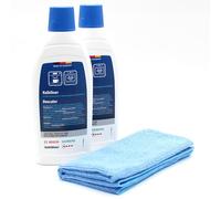 Kit d'entretien 2X Détartrant Anti-calcaire + Chiffon Microfibre Compatible avec Bosch, Siemens 00310748, 310748, 00310451, 310451 - pour Machines à café entièrement automatiques, 1000ml