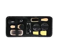 Kit d'entretien 8 pièces pour cirage de chaussures avec chiffon de polissage noir et neutre, poignée en bois, brosses à fermeture éclair, étui de voyage pour bottes, chaussures, baskets