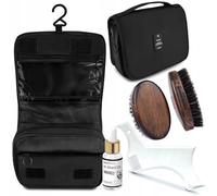 Kit d'entretien de barbe pour homme - Huile à barbe, brosse à barbe, pochoir à barbe et trousse de maquillage - Pour une barbe soignée