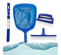 Kit d'entretien de piscine - Accessoires de piscine - Kit de nettoyage de piscine - 4 pièces - Accessoires de piscine - Filet de skimmer - Brosse - Barre réglable pour le nettoyage des parois de