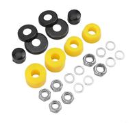 Kit d'entretien de pivot et de bagues de skateboard avec écrous d'essieu, écrous Kingpin, rondelles de vitesse, bagues cylindriques coniques et rondelles de bague (jaune)