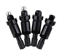 Kit d'entretien de tige de valve TPMS en aluminium 4 pièces avec joints en métal et caoutchouc pour remplacement de valves de pneus - Noir