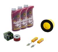 Kit d'entretien d'huile 3L + filtre à air + filtre à huile + bougies d'allumage pour Suzu ki XF 650 XF650 Freewind AC année de construction 1997-2002