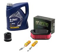 Kit d'entretien d'huile 4L + filtre à air + filtre à huile + bougies d'allumage pour Yamaha XVS 1300 XVS1300 Midnight Star VP26 VP36 2007-2016