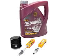 Kit d'entretien d'huile 4L + filtre à huile + bougies d'allumage pour Hon da CB 500 CB500 PC26 année de construction 1994-1995