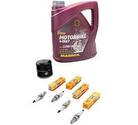 Kit d'entretien d'huile 4L + filtre à huile + bougies d'allumage pour Hon da VFR 800 FI VFR800 FI RC46 année de construction 1998-2001