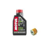 Kit d'entretien filtre à huile d'origine compatible avec Keeway + compatible avec Motul 5100 10W40 1LT pour RKF125 et RKR125