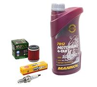 Kit d'entretien huile 1 l + filtre à huile + bougie d'allumage pour Yamaha WR 125 R WR 125 X WR125 DE071 DE072 année de construction 2009-2017