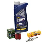 Kit d'entretien huile 1L + filtre à huile + bougie d'allumage pour Yamaha MT 125 MT125 RE11 RE114 RE115 RE292 année de construction 2014-2019