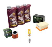 Kit d'entretien huile 3L + filtre à air + filtre à huile + bougie d'allumage pour BM W F 650 650 CS Scarver K14 année de construction 2002-2003