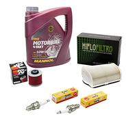 Kit d'entretien huile 4 l + filtre à air + filtre à huile + bougies d'allumage pour Yamaha XV 1100 XV1100 Virago 3LP année de construction 1989-1999