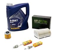 Kit d'entretien huile 4 l + filtre à air + filtre à huile + bougies d'allumage pour Yamaha XV 1100 XV1100 Virago 3LP année de construction 1989-1999